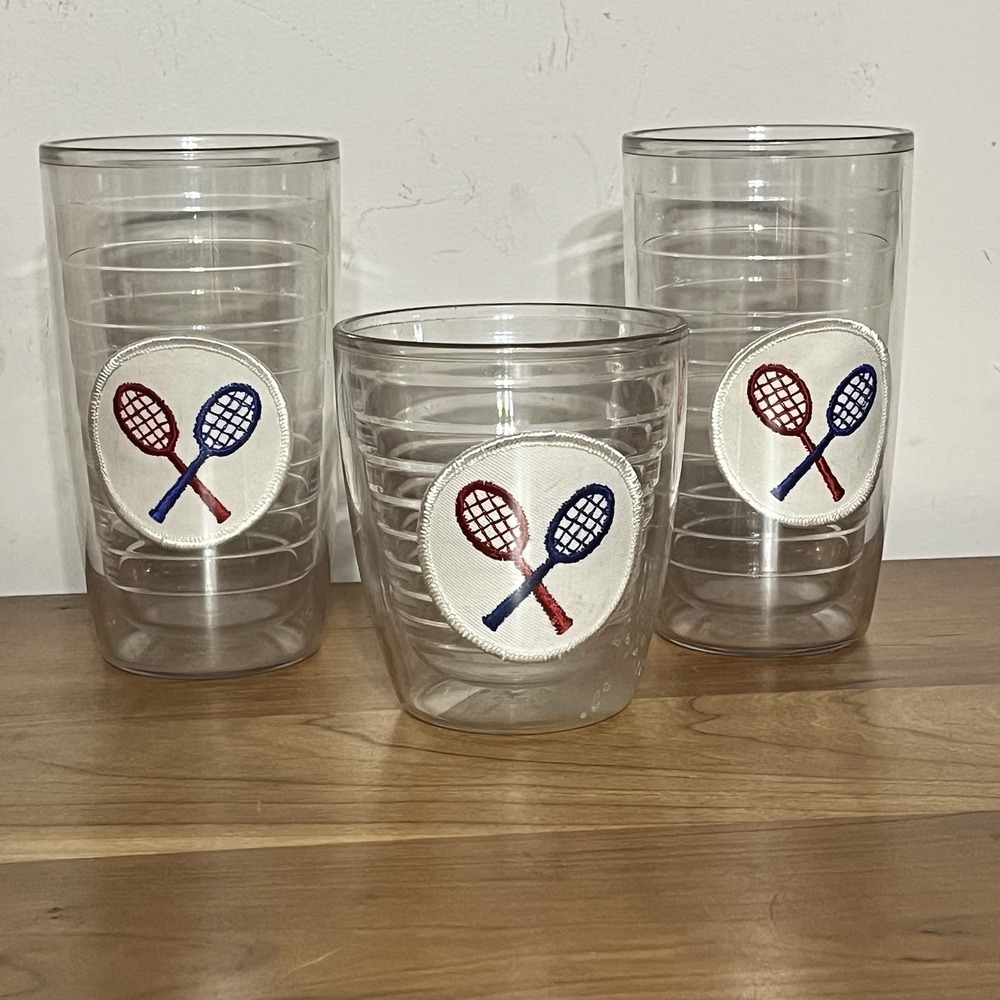 Vintage Tervis Tumblers‎ Tennis Racket Embroidered Patch Insulated Double Walled